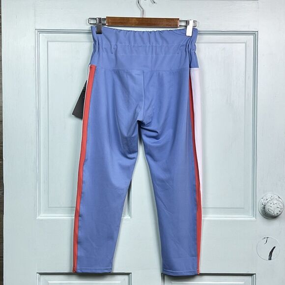 NWT BSP Better Sports Performance Crop Leggings Breathable Blue/White/Orange Lge - Picture 6 of 13